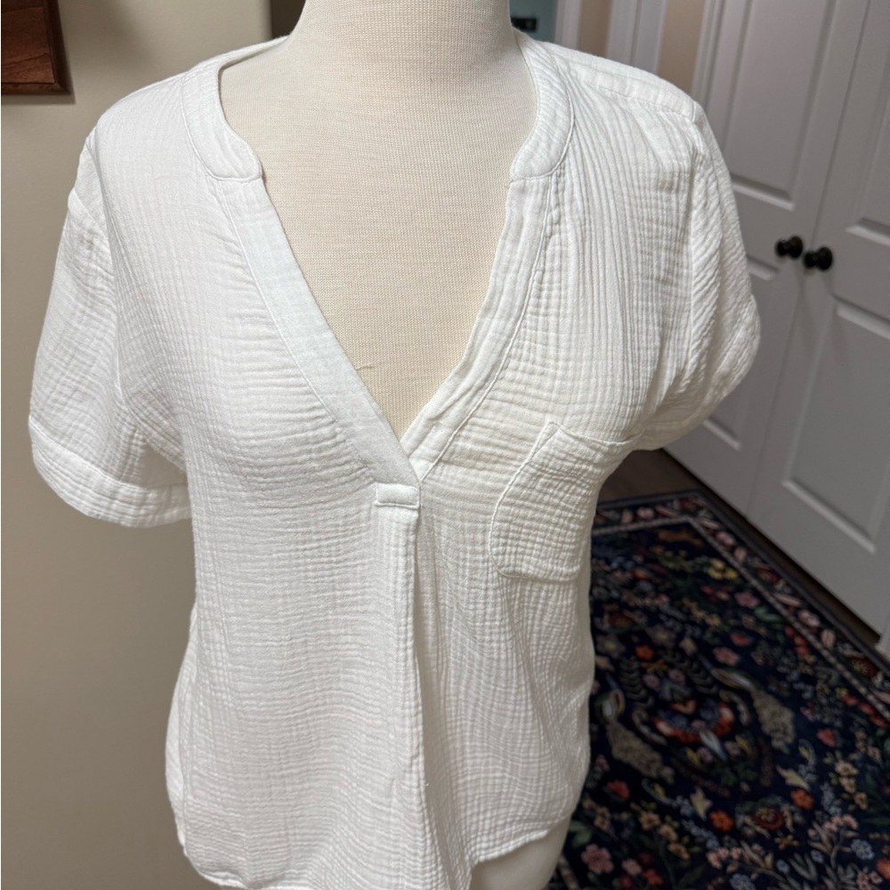 J. Crew White Textured Blouse